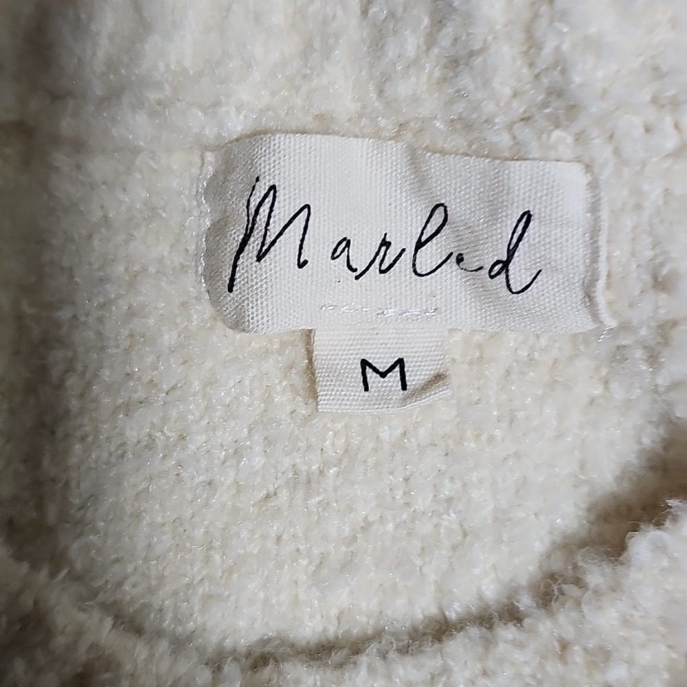 Marled Cream Long Sleeve Slight Puff Sleeve Stretchy Comfy Sweater Medium - Picture 6 of 7